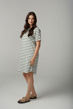 Stripe Raglan Dress White/Fairway Green