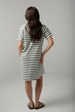 Stripe Raglan Dress White/Fairway Green