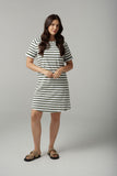 Stripe Raglan Dress White/Fairway Green