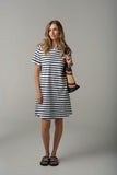 Stripe Raglan Dress White/Parisian