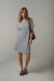 Stripe Raglan Dress White/Parisian