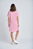 Stripe Raglan Sleeve Dress White/Raspberry