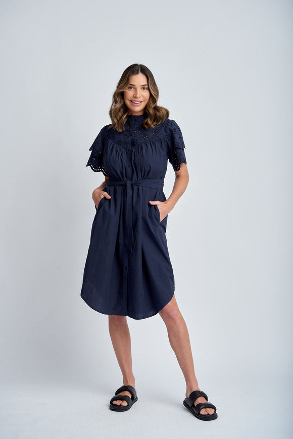 Dress Frill Sleeve Navy