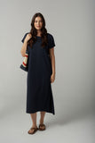 Cap Sleeve Slub Dress Parisian Navy