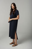 Cap Sleeve Slub Dress Parisian Navy