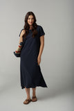 Cap Sleeve Slub Dress Parisian Navy