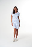 The Regular Tee Dress White/ Skyway Blue Stripe