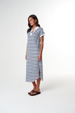 The Dreamer Polo Dress White/ Parisian Navy Stripe