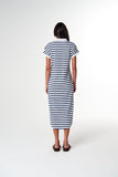 The Dreamer Polo Dress White/ Parisian Navy Stripe