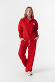 Off Track 1/2 Zip Sweater Salsa/White