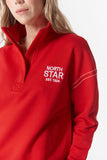 Off Track 1/2 Zip Sweater Salsa/White
