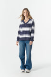 Rugby Club V Neck Sweater Parisian Navy/White