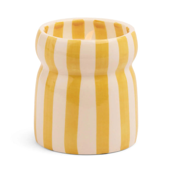 Cabana Ochre Stripe Ceramic Candle Gold Coast