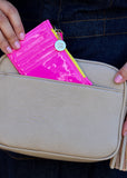 Card Wallet-Neon Patent Pink