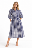 Sienna Dress- Navy White Stripe