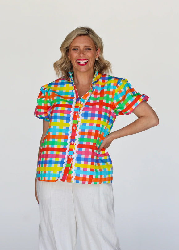 Chloe Shirt Neon Gingham