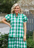 Chloe Shirt - Green & White Gingham