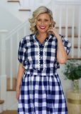 Chloe Shirt- Navy & White Gingham