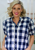 Chloe Shirt- Navy & White Gingham
