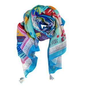 Pure Cotton Scarf 18839 Blue