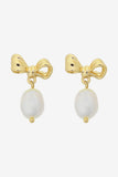 Alice Gold Bow Pearl Earring