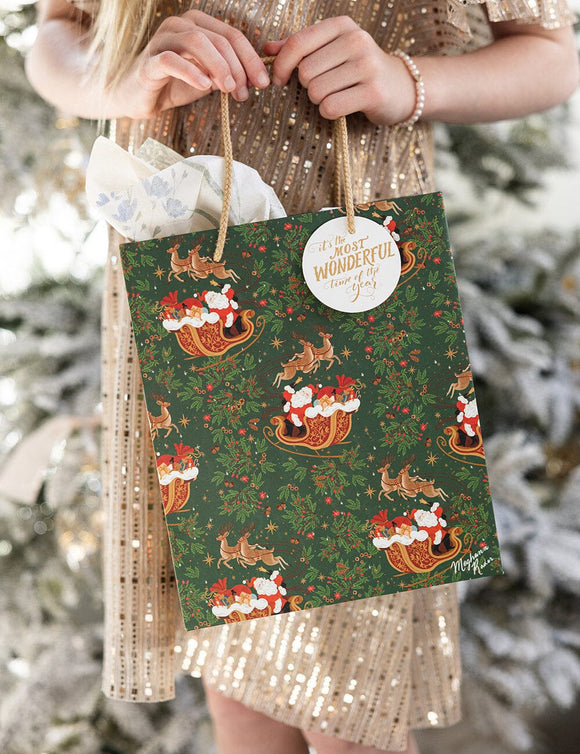 Medium Gift Bag Santa Sleigh