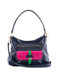 Gabriel Shoulder Bag Navy with Pink/Green