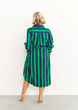 Maddie Dress - Navy/Green Stripe
