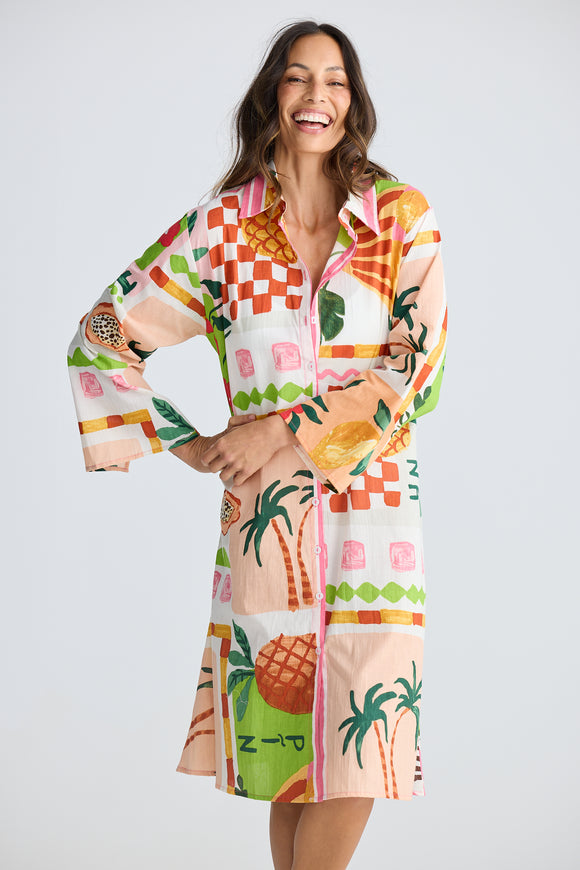 Stella Shirt Dress Tropical Fiesco