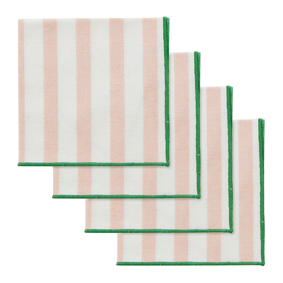 Luna S/2 Cotton Napkins Pink/Emerald 40cm