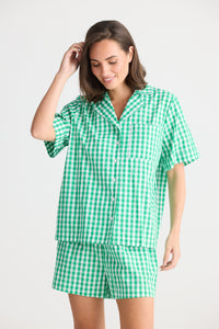 Stay In Bed  Pj Set Green Check