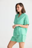 Stay In Bed  Pj Set Green Check