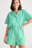 Stay In Bed  Pj Set Green Check