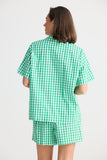 Stay In Bed  Pj Set Green Check