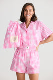 Stay In Bed PJ Set pink Check