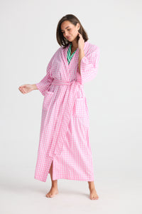 Stay In Bed Robe Pink Check