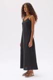 Heather Silk Blend Maxi Dress Black