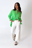 Summer Green Boyfriend Linen Shirt
