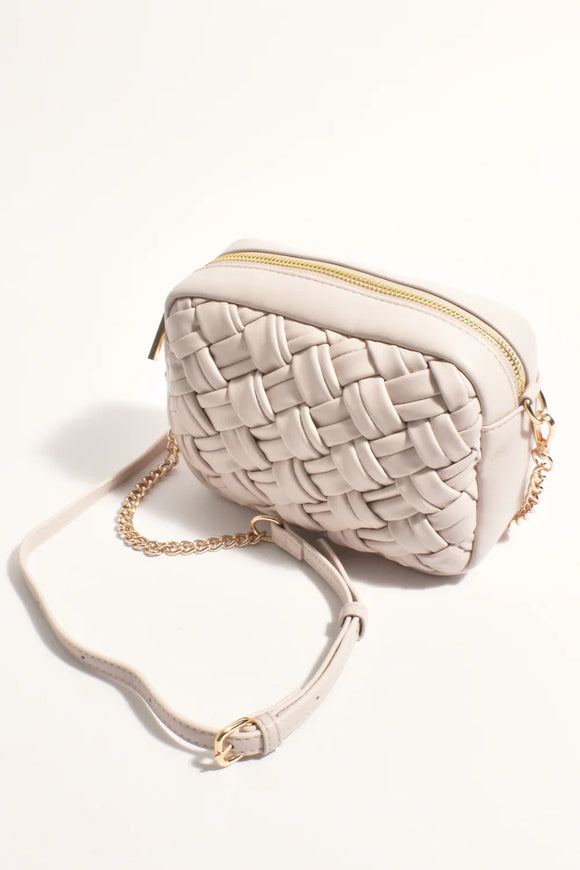 Leesa Plaited Cross Body Bag (Nude)