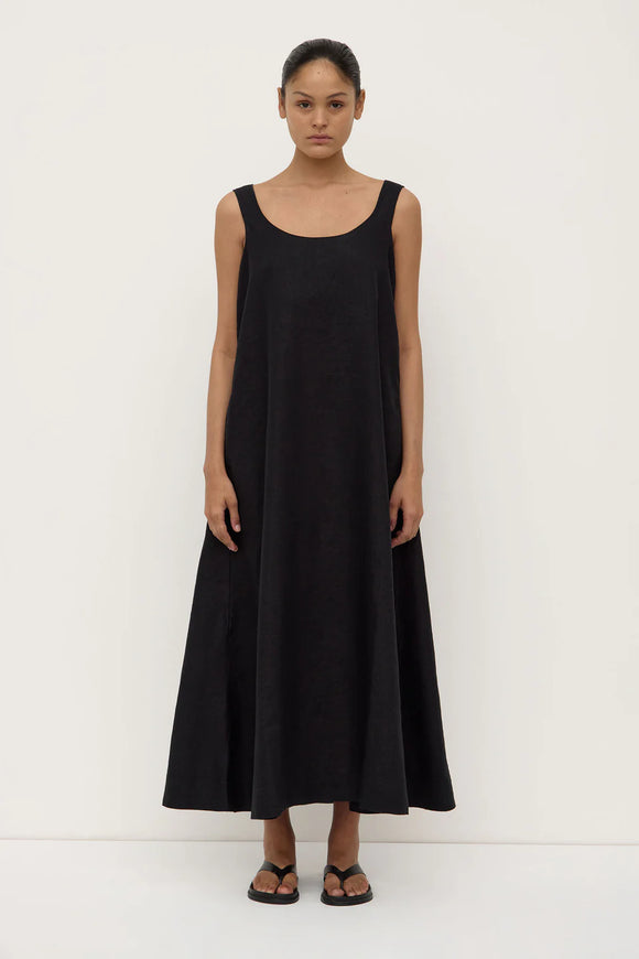 Maree Linen Midi Dress Black