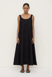 Maree Linen Midi Dress Black