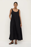 Maree Linen Midi Dress Black