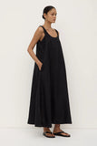 Maree Linen Midi Dress Black