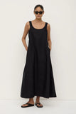 Maree Linen Midi Dress Black