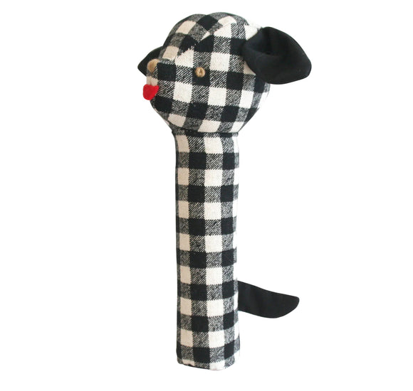 Puppy Squeaker Black Check Linen