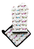 Oven Glove & Pot Holder Set Sausage Dogs