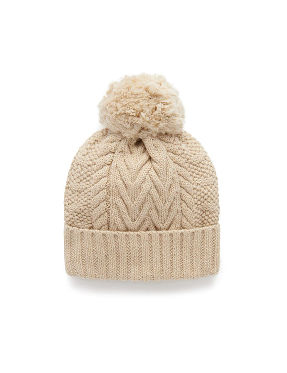 Cable Beanie Oatmeal Melange