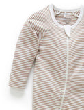 Zip Growsuit Chestnut/ Melange Stripe