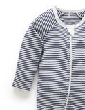 Zip Growsuit Navy/ Melange Stripe