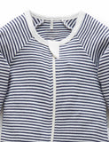 Zip Growsuit Navy/ Melange Stripe